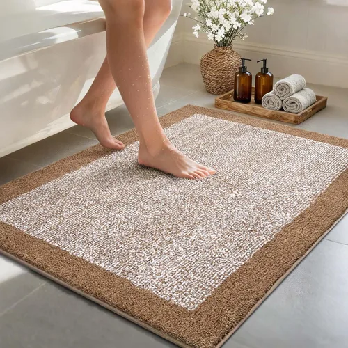 Miniatura 81 de Alfombras de baño de 17 x 24 pulgadas, antideslizantes, lavables, color gris, para bañera, tapete de baño para baño, tapete suave y absorbente