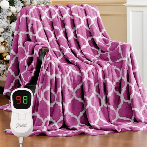 Miniatura 20 de Homemate - Manta eléctrica térmica de franela suave - 50"x60" con 10 niveles de calor rápido, 8 horas de apagado automático, protección contra
