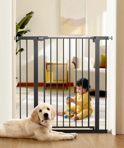 Miniatura 11 de Puerta de bebé de 29.5-40.5 pulgadas para escaleras, puerta para perros para puertas, puerta de seguridad de metal para bebés con cierre automático