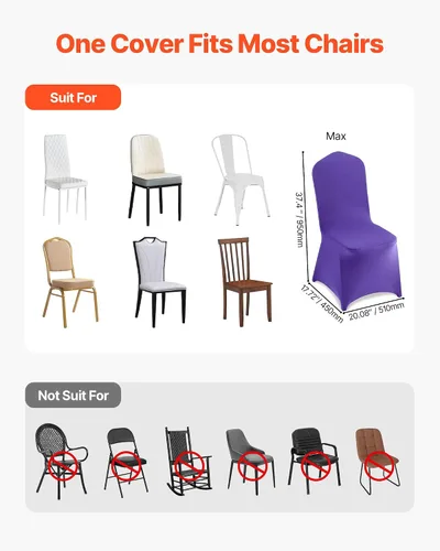 Miniatura 181 de VEVOR 150 fundas blancas para sillas de poliéster y elastano, fundas elásticas para bodas, fiestas, comedor, banquetes, sin pinzas, 150