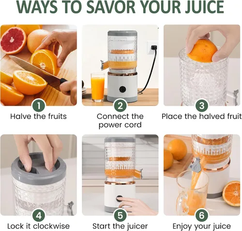 Miniatura 2 de Electric Citrus Juicer, 90W High-Speed Juice Squeezer with 15,000 RPM Pure Copper Motor, Efficient Orange and Lemon Juicer for Soft Fruits, Compact