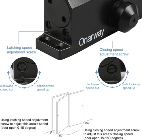 Miniatura 4 de Onarway - Cierre de puerta automático ajustable de tamaño 3, resorte hidráulico, aleación de aluminio, para uso residencial y comercial con Negro