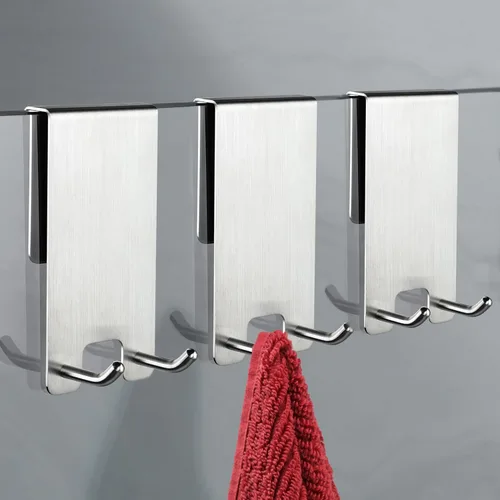 Miniatura 10 de Taozun Ganchos para puerta de ducha – Ganchos para toallas para baño de vidrio sin marco, gancho para escobilla de escobilla, gancho sobre vidrio