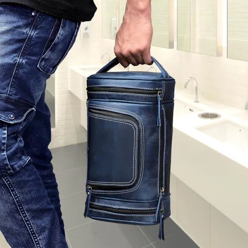 Miniatura 8 de VC VINTAGE COUTURE Neceser de cuero para hombre, extra grande, neceser de cuero para hombre, para viajes, kit de cuero real para hombre, bolsa