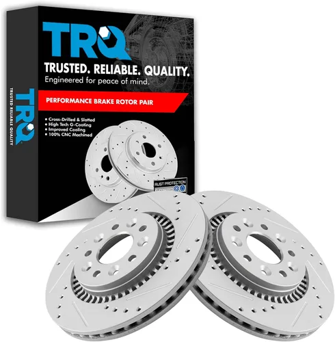 Miniatura 371 de TRQ Juego de rotores de freno de rendimiento trasero con revestimiento G premium compatible con Mazda 6 2014-2021