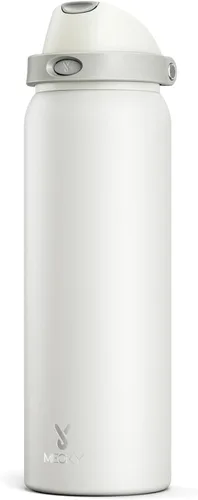 Miniatura 28 de Botella de agua aislada de 40 onzas con popote, botella de agua de metal de acero inoxidable con tapa 2 en 1, a prueba de fugas, fría durante 24