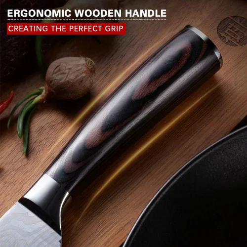 Miniatura 5 de Cuchillo de chef profesional, cuchillo de cocina profesional de 8 pulgadas, cuchillo alemán de acero inoxidable de alto carbono con mango ergonómico
