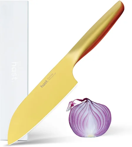 HAST Cuchillo Santoku Edition de 6.3 pulgadas, cuchillo de chef japonés profesional ultra afilado, acero en polvo avanzado, ligero, cómodo diseño