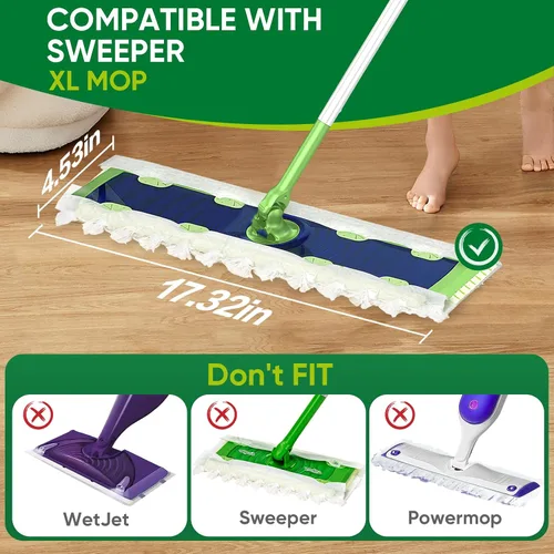 Miniatura 2 de YHOVID Paños de barrido en seco XL resistentes compatibles con trapeador, almohadillas de microfibra para trapeador, repuestos para limpiar el polvo