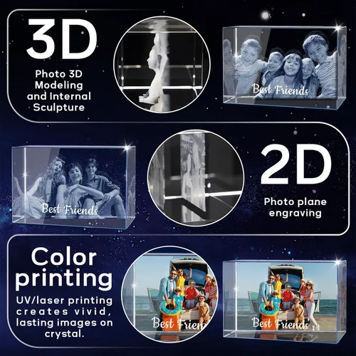 Miniatura 6 de Foto de cristal 3D personalizada, regalos personalizados para mujeres, esposa, hombres, ella, él, regalo personalizado de Navidad y celebraciones