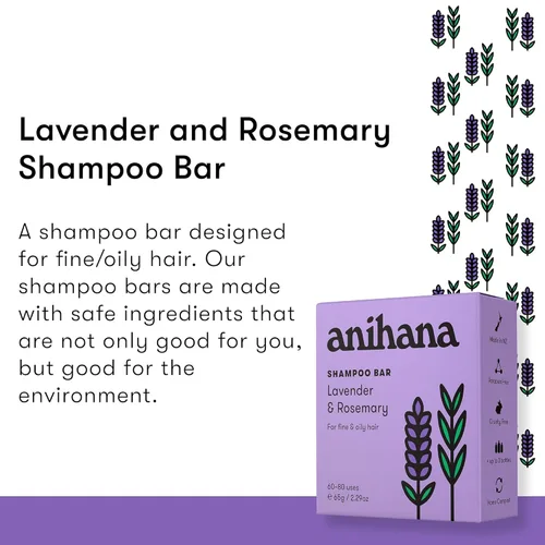 Miniatura 8 de ANIHANA Barra de champú para cabello fino y graso que da volumen al cabello y cuerpo aspecto saludable natural y brillo sin parabenos, lavanda