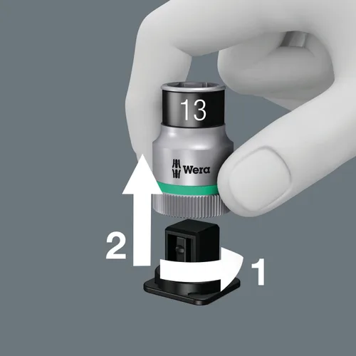 Miniatura 22 de Wera 05003756001 8100 SA 12 HF Zyklop Juego de trinquete metálico con palanca de interruptor, 1/4" accionamiento, métrico, 13 piezas