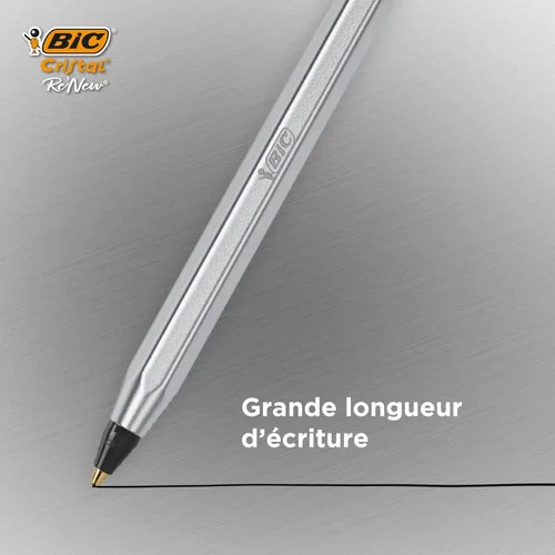 Miniatura 5 de BIC Cristal Re'New - Bolígrafo recargable de alta calidad, en negro y azul, paquete de 2 unidades, incluye 2 recambios de cada