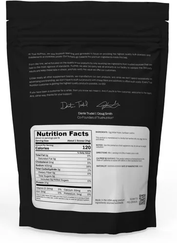 Miniatura 2 de True Nutrition Proteína en polvo de clara de huevo, 0.85 oz de proteína de huevo sin OMG por porción, baja en carbohidratos, baja en grasas, paleo