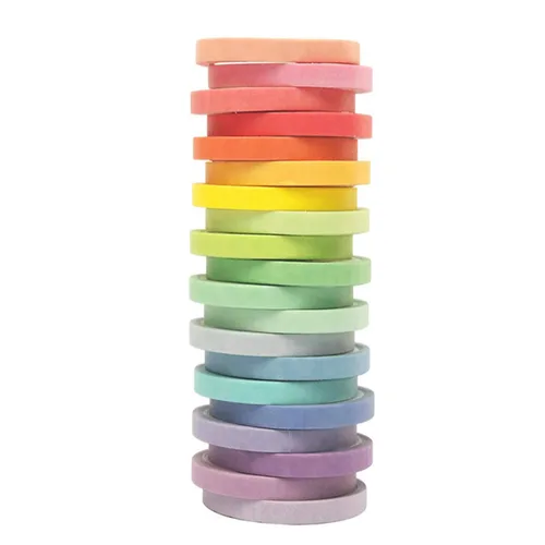 Washi - Juego de 20 rollos de cinta adhesiva fina de 0.295 in de colores arcoíris para diario de viñetas, planificador, manualidades, álbumes de