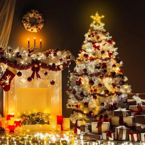Miniatura 5 de DULEFUN Estrella LED de 11.8 Pulgadas para la Punta del Árbol - Adorno de Metal Dorado con 20 Luces para Decoración de Árbol de Navidad y Decoración