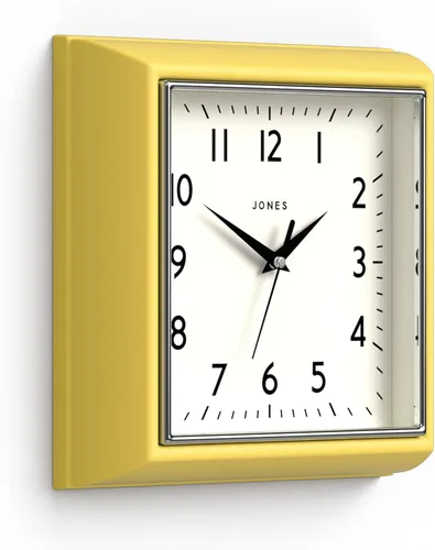 Miniatura 9 de JONES CLOCKS® Reloj de pared mostaza Reloj retro cuadrado 10 pulgadas Negro Números fáciles de leer Perfecto para cocina u oficina