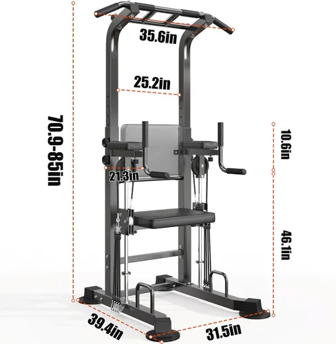Miniatura 6 de SogesHome Power Tower Pull Up Bar and Dip Station, Multi-Function Free Standing Pull Ups, Adjustable Height Dip Bar Strength Training Workout