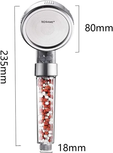 Miniatura 3 de Nosame® Cabezal de ducha con manguera, filtro de filtración de alta presión, ahorro de agua, 3 modos de función, rociador, cabezales de ducha