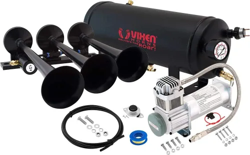 Vixen Horns Kit de bocina de tren para camiones/coche/semi. Sistema completo a bordo: compresor de aire de 200 psi, tanque de 1.5 galones, 3