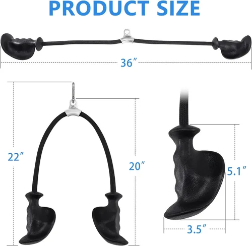 Miniatura 6 de HXD-ERGO Cuerda de tríceps con asas ergonómicas, cuerda de jalón de tríceps de 36 pulgadas para máquina de cable, sistema de polea, accesorio