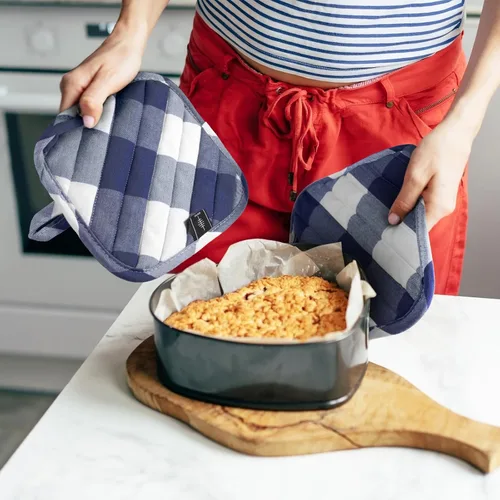 Miniatura 4 de Agarraderas de algodón para cocina resistentes al calor, almohadillas calientes, salvamanteles antideslizantes, juego de agarraderas para cocinar