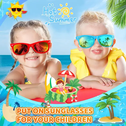 Miniatura 6 de Paquete de 24 lentes de sol para niños con protección UV400, recuerdos de fiesta para niños y niñas de 3 a 8 años, bolsas de regalo de neón