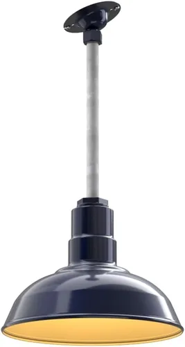 Miniatura 38 de Steel Lighting Co. El Segundo - Lámpara de granero Colgante montado en el techo Domo de 12 pulgadas Vástago de 12 pulgadas Luz de acero