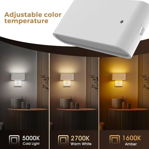 Miniatura 3 de L LOHAS LED - Luz nocturna LED, paquete de 2 luces nocturnas LED modernas enchufables en la pared con sensor de atardecer a amanecer, 0-100LM
