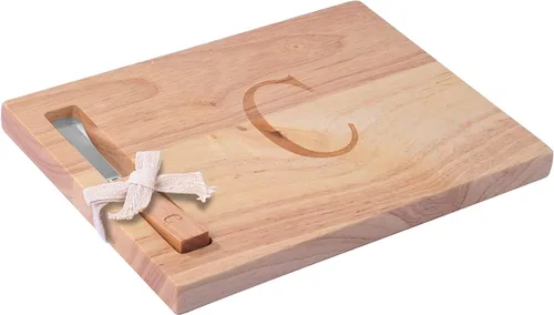 Miniatura 14 de Miicol Tabla de madera para charcutería, tabla de queso con monograma de 10 pulgadas, tabla de cortar inicial personalizada con esparcidor, regalo