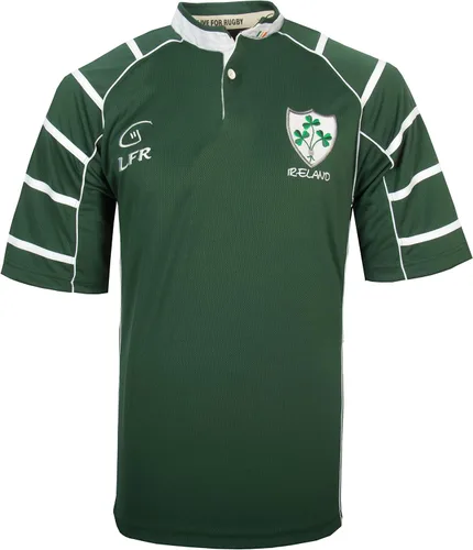 Camiseta de rugby de manga corta con escudo de trébol transpirable de Irlanda