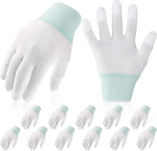 SATINIOR 12 pares de guantes de acolchado con agarre a máquina, guantes de acolchado para movimiento libre (tamaño mediano, verde)