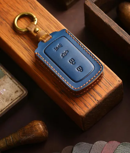 Miniatura 3 de ontto Funda de cuero genuino para llave Maserati Grecale 2023, soporte inteligente para llave de automóvil, resistente a los arañazos, color azul