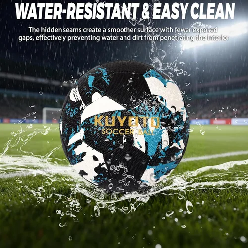 Miniatura 4 de KUYOTQ Soccer Ball, Machine Stitched PU/TPU Leather Soccer Ball Match & Training for Kids Youth Adult, Professional Construction for Durable in and