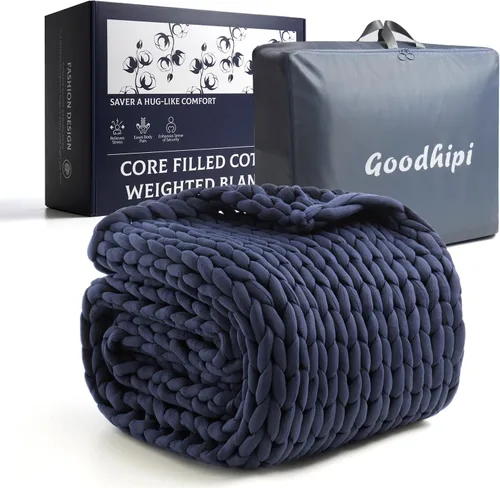 Miniatura 7 de Manta pesada tejida a mano para adultos, regalos para el día del padre, regalos de cumpleaños para hombres, manta de punto grueso, refrescante, Azul