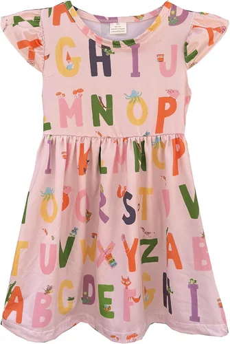 Vestidos de regreso a la escuela para niñas pequeñas: manzana, lápices, ratón de biblioteca, autobús escolar, pegamento, telurión, pizarra arcoíris