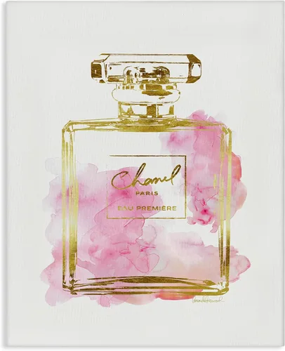 Stupell Industries Glam - Lienzo decorativo para pared, diseño de botella de perfume dorado y rosa, fabricado con orgullo en Estados Unidos para