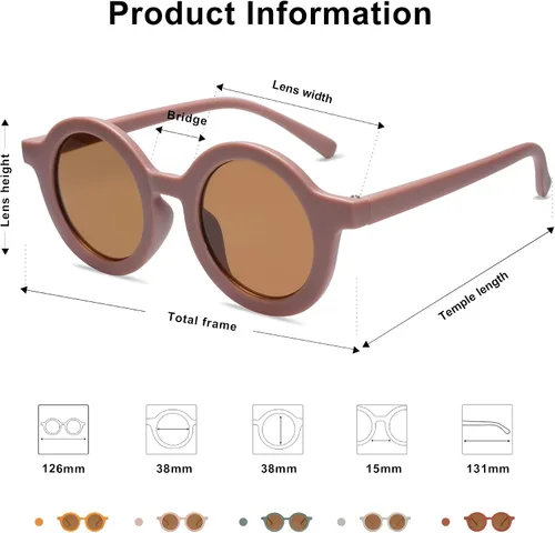 Miniatura 3 de SOJOS - Lentes de sol redondos polarizados para niños y niñas, protección ultravioleta 400 (UV400), lentes de sol para las vacaciones en la playa