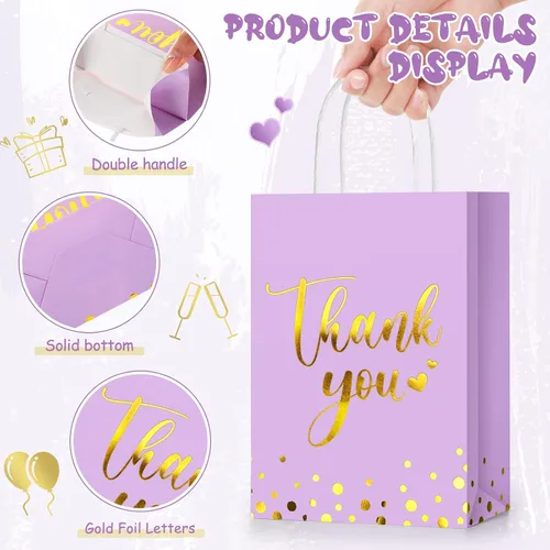 Miniatura 7 de Tinlade 30 bolsas de regalo de agradecimiento con papel de seda dorado con asa para graduación, negocios, compras, boda, ducha, regalos de fiesta