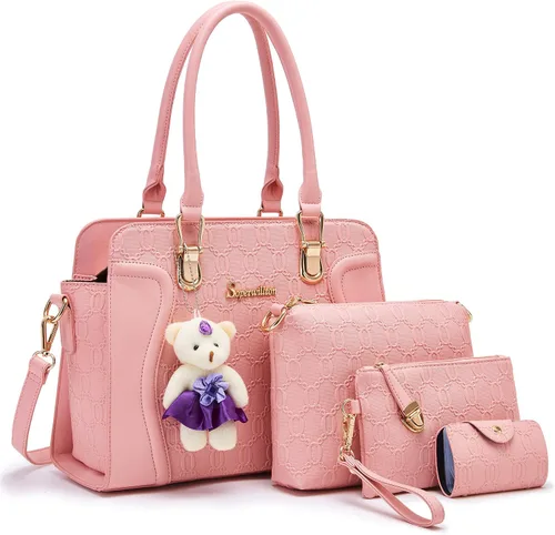 Bolsos de mano de moda para mujer, bolsa de hombro, asa superior, bolsa de mano, juego de 4 piezas