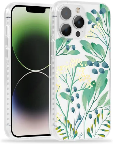 Miniatura 14 de SCORPIFY Funda para iPhone 13 con diseño floral de Nemophila azul, bonita funda transparente para teléfono con flores para mujeres y niñas
