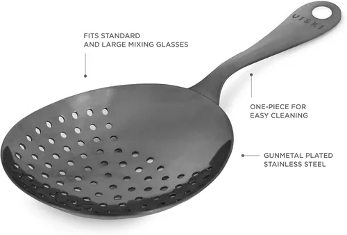 Miniatura 2 de Viski Julep - Colador de cóctel de acero inoxidable, herramientas de barra, cuchara de bebidas para camareros y mixólogos, uso doméstico o Negro