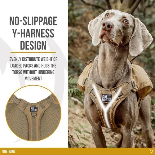 Miniatura 2 de ONETIGRIS CAMLUS - Mochila para perros en forma de Y, sin tirones, con anillas en D, ligera, para senderismo, caza, campamento, viajes