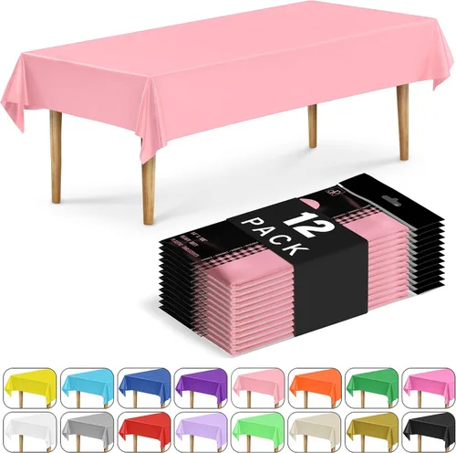 Miniatura 18 de DecorRack 2 Manteles rectangulares de plástico libres de BPA, 54 x 108 pulgadas, mantel de mesa para comedor, mantel rectangular para fiestas