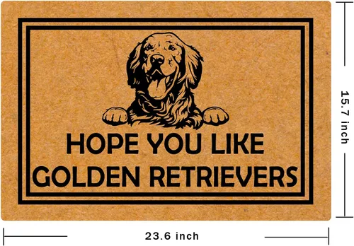 Miniatura 3 de MjiejieM Divertidos felpudos con texto en inglés "Hope You Like Golden Retrievers", tapete de bienvenida para interiores y exteriores, tapete