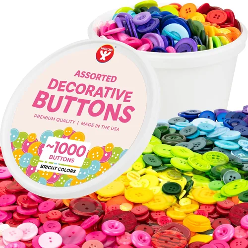 Miniatura 14 de 500 botones surtidos (aproximadamente) para manualidades – Contenedor a granel de 1 libra – Botones pequeños y grandes para coser, camisas, ropa