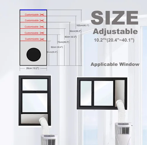 Miniatura 6 de Kit de sellado de ventana de aire acondicionado portátil plateado, 30 % de aislamiento térmico de parasol, kit de sellado de ventilación de ventana