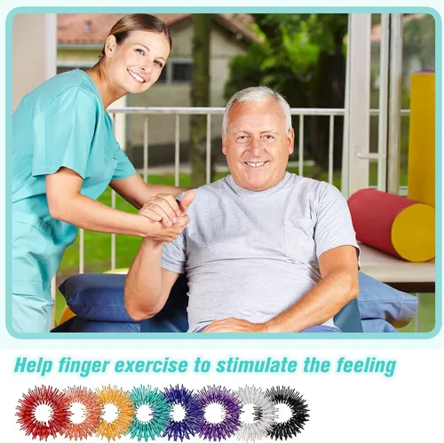 Miniatura 7 de Paquete de 100 anillos sensoriales con pinchos, anillos sensoriales de acupresión para adultos, reductor de estrés silencioso y masajeador