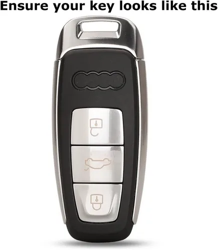 Miniatura 2 de iJDMTOY Funda para llavero de fibra de carbono, color rojo brillante, compatible con Audi 2019 en adelante A6 A7 E-Tron A8 Q8, llavero inteligente