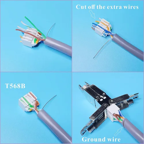 Miniatura 5 de Caja de conexiones Ethernet, conector de empalme a tope de cable de red CAT6A/CAT6E/CAT6/CAT5E/CAT5E/CAT5, terminal de tipo perforado blindado sin